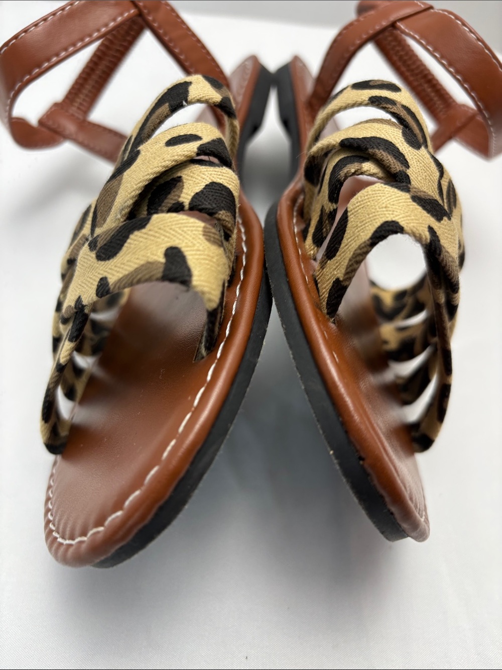 Fashion Women’s 5.5-6/36 Leopard Print Strappy Flat Sandals in Brown#494 - Picture 8 of 14
